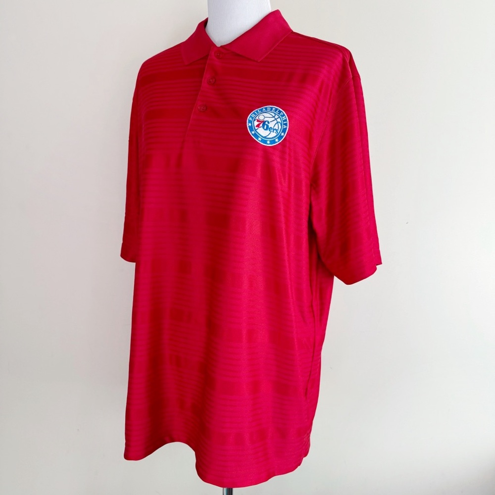 Philadelphia 76ers Sixers Polo Mens Size XL Embroidered Red Striped NBA Fan Gear